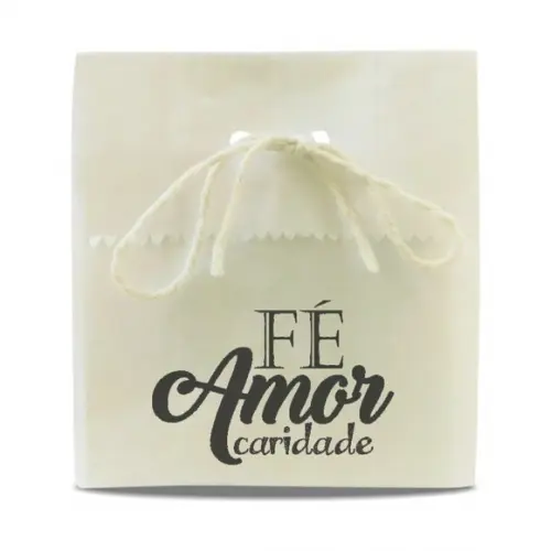 SAQUINHO PAPEL PERSONALIZADO - FÉ AMOR CARIDADE