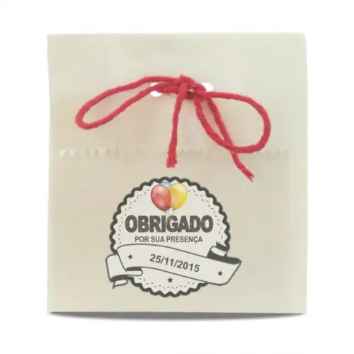 SAQUINHO PAPEL PERSONALIZADO - OBRIGADO PELA PRESENÇA