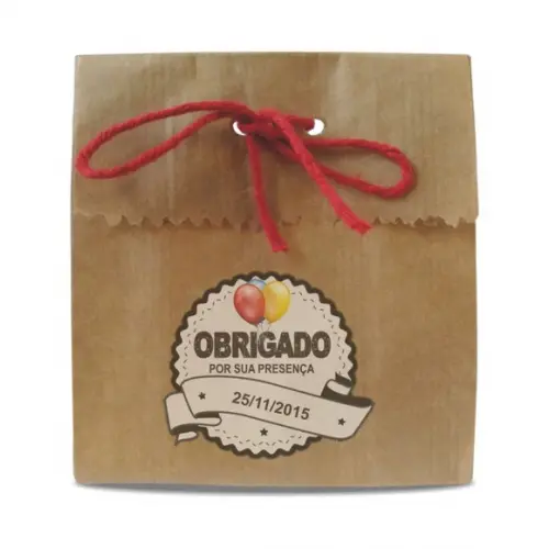 SAQUINHO PAPEL PERSONALIZADO - OBRIGADO PELA PRESENÇA