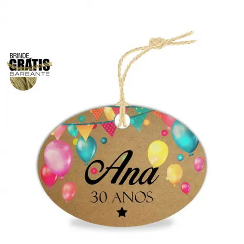 Tag aniversário oval