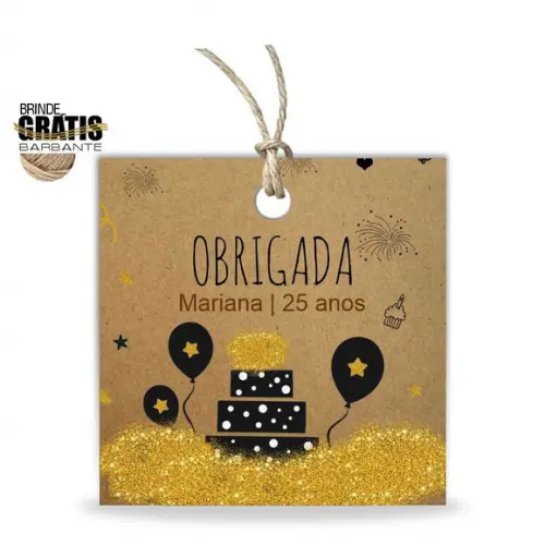 Tag aniversário quadrada