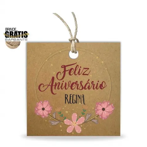 Tag aniversário quadrada