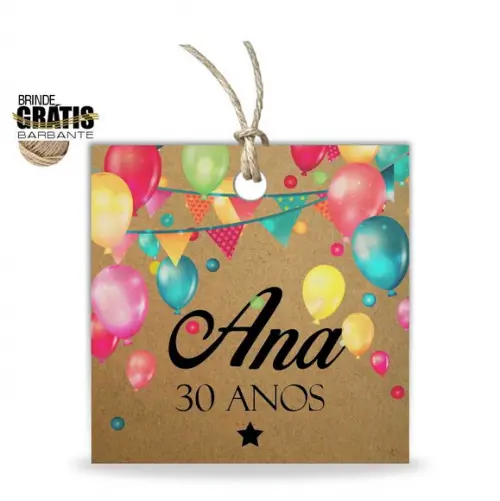 Tag aniversário quadrada