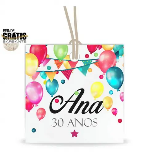 Tag aniversário quadrada