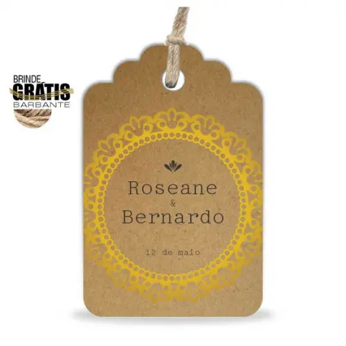 Tag casamento formato etiqueta arabesco