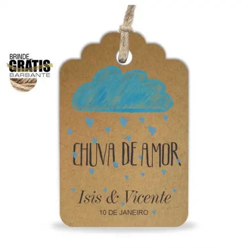 Tag casamento formato etiqueta chuva de amor
