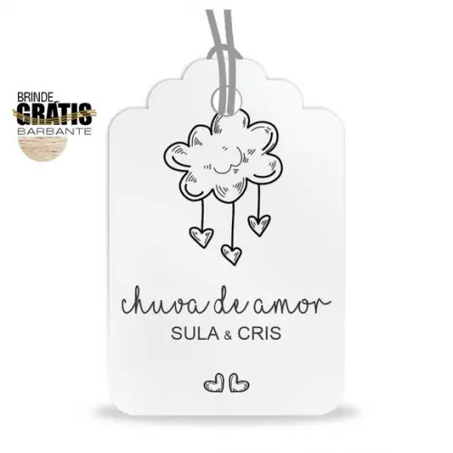 Tag casamento formato etiqueta chuva de amor