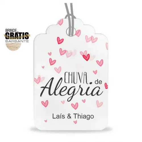 Tag casamento formato etiqueta chuva de alegria