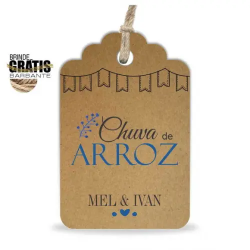 Tag casamento formato etiqueta chuva de arroz