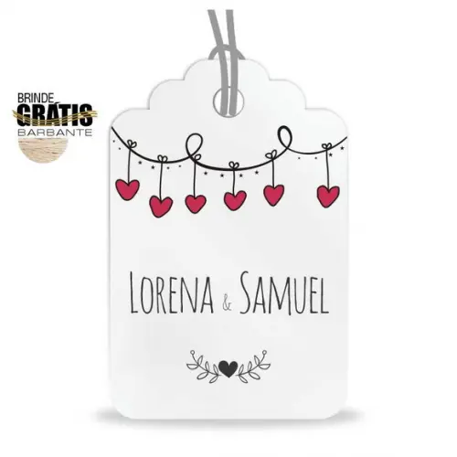 Tag casamento formato etiqueta coração