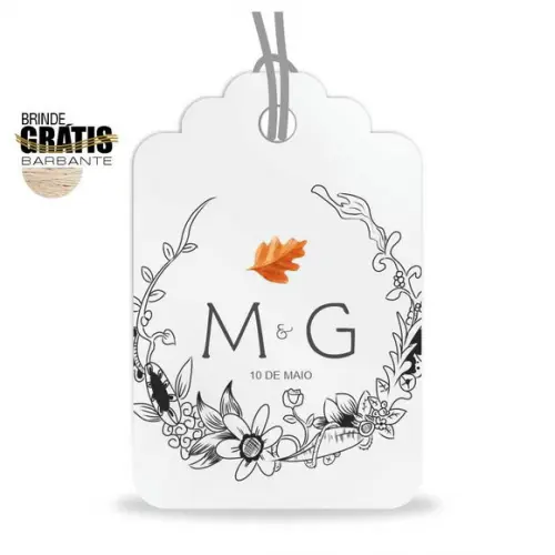 Tag casamento formato etiqueta floral