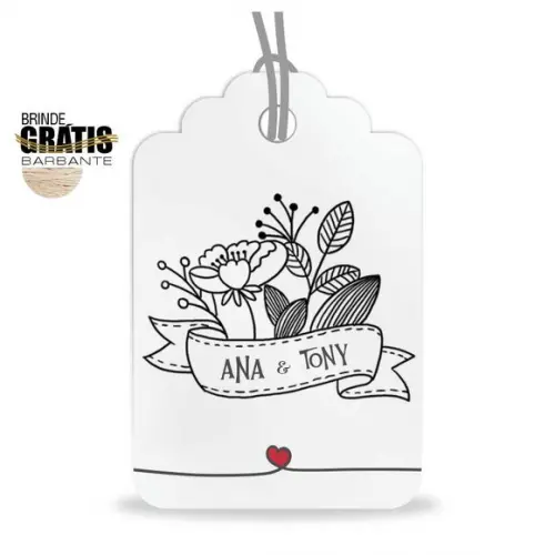 Tag casamento formato etiqueta floral