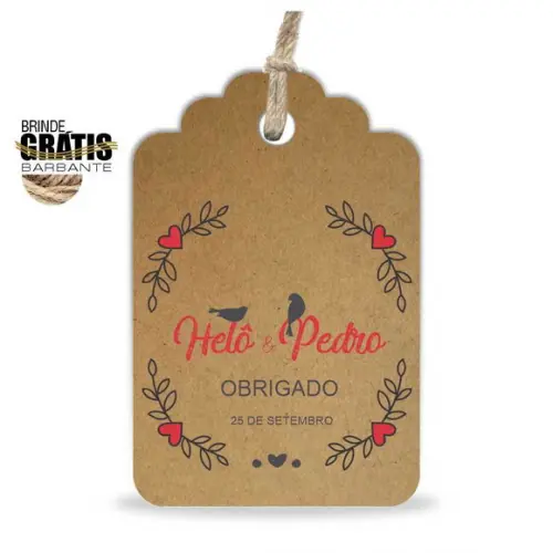 Tag casamento formato etiqueta floral