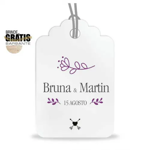 Tag casamento formato etiqueta floral