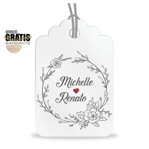 Tag casamento formato etiqueta floral