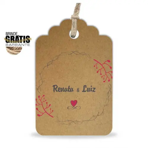 Tag casamento formato etiqueta floral