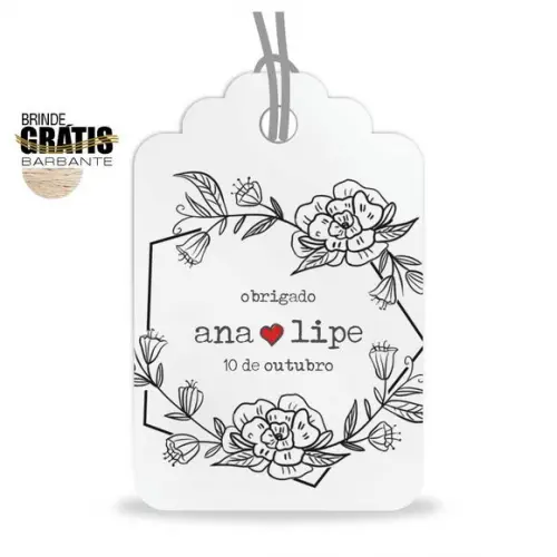 Tag casamento formato etiqueta floral