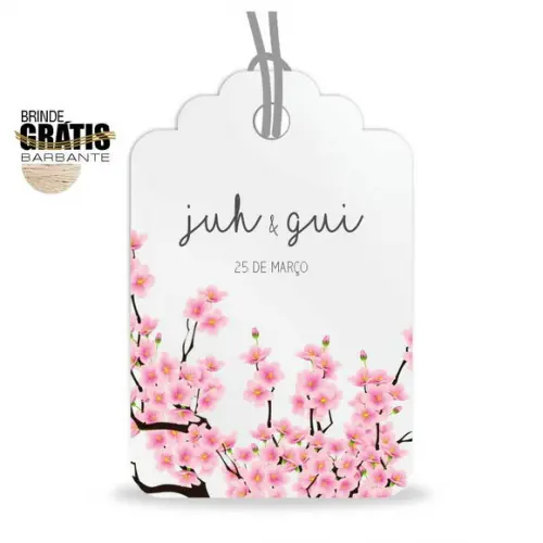 Tag casamento formato etiqueta floral