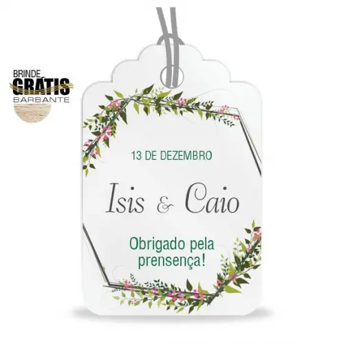 Tag casamento formato etiqueta floral