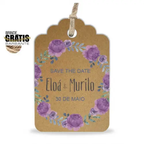 Tag casamento formato etiqueta floral