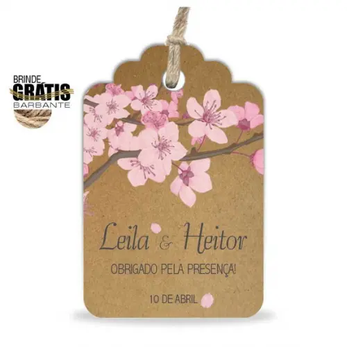 Tag casamento formato etiqueta floral