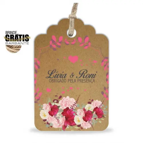 Tag casamento formato etiqueta floral