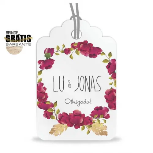 Tag casamento formato etiqueta floral