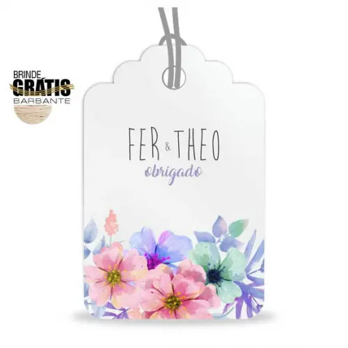 Tag casamento formato etiqueta floral