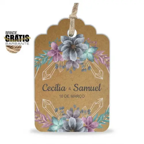 Tag casamento formato etiqueta floral