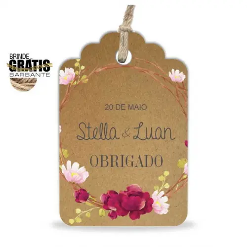 Tag casamento formato etiqueta floral