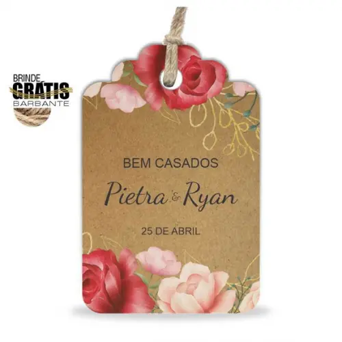 Tag casamento formato etiqueta floral