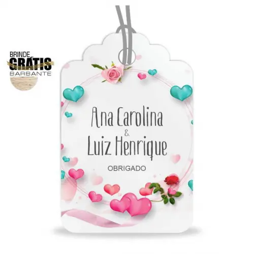 Tag casamento formato etiqueta floral