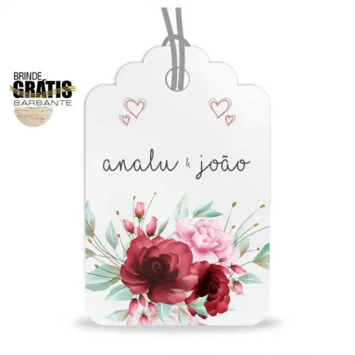 Tag casamento formato etiqueta floral