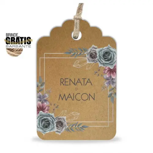 Tag casamento formato etiqueta floral