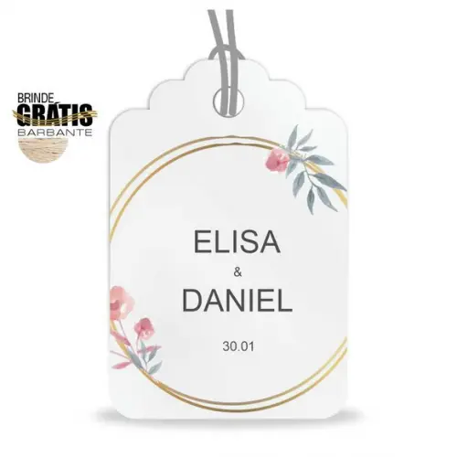 Tag casamento formato etiqueta floral