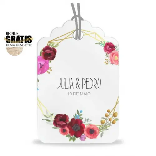 Tag casamento formato etiqueta floral