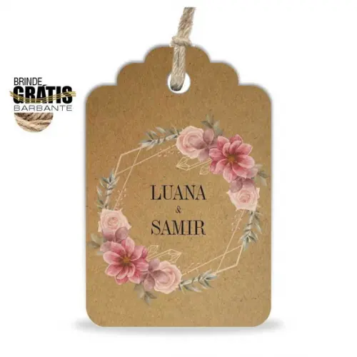 Tag casamento formato etiqueta floral