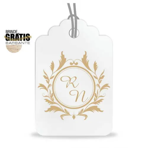 Tag casamento formato etiqueta monograma