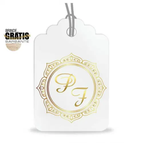 Tag casamento formato etiqueta monograma