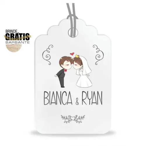 Tag casamento formato etiqueta noivinhos
