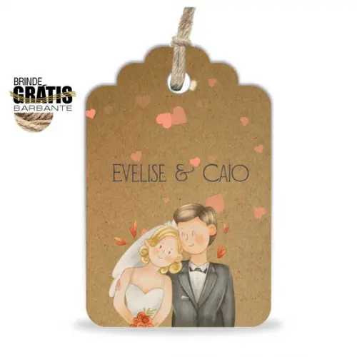 Tag casamento formato etiqueta noivinhos