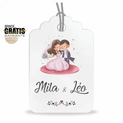 Tag casamento formato etiqueta noivinhos