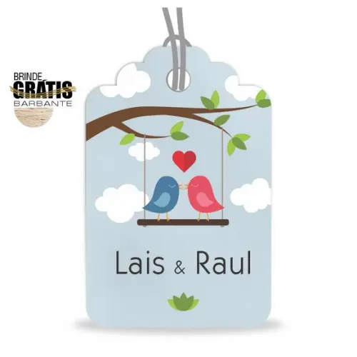 Tag casamento formato etiqueta passarinhos