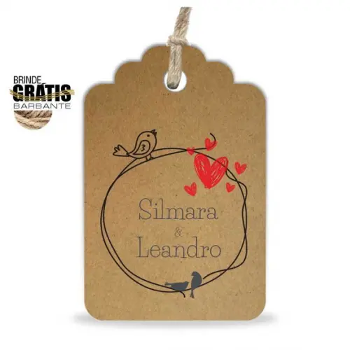 Tag casamento formato etiqueta passarinhos