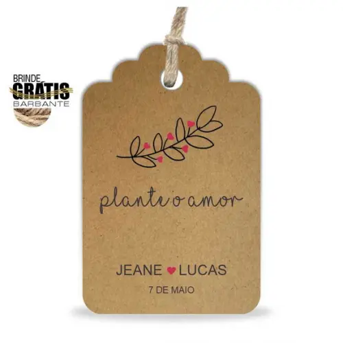 Tag casamento formato etiqueta plante amor