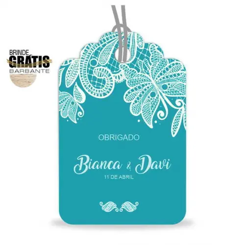 Tag casamento formato etiqueta renda