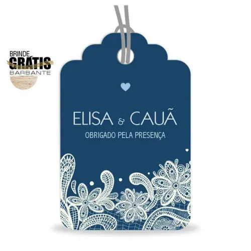 Tag casamento formato etiqueta renda