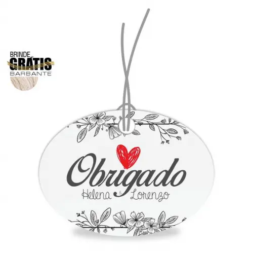 Tag casamento oval agradecimento