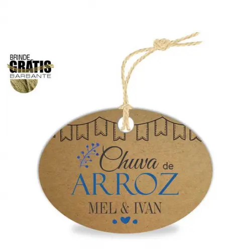 Tag casamento oval chuva de arroz