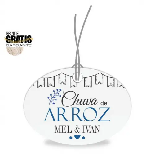 Tag casamento oval chuva de arroz